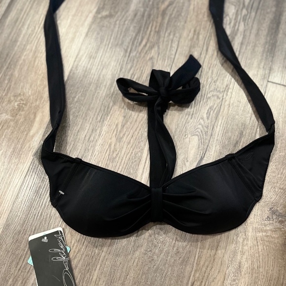 NWT Oakley black padded halter bandeau bikini swim top M - Picture 1 of 4